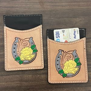 เคสใส่บัตรเครดิตหนังวัวแบบมีเครื่องมือพร้อมที่ใส่บัตรลายเกือกม้าดีไซน์แบบตะวันตกบางมินิมอลสำหรับทุกเพศ - Product Image 4