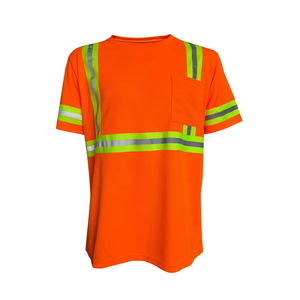 High Visibility Reflective Polyester/Cotton <b>Silk</b> Screen Printed Safety T-Shirt Short Sleeve Workwear Uniform Pocket Tee Men's - Product Image 4