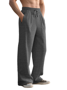 Pantalon décontracté homme printemps-automne, coupe droite ample, rayures verticales, taille mi-haute, jambe large - Product Image 2