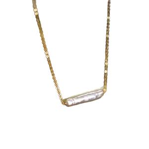 Collier polyvalent en argent 925 de style baroque avec perle d'eau douce naturelle, design simple et style cool, chaînes fines par Ins - Product Image 5