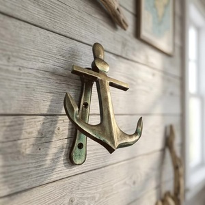 Timbre de puerta de hierro fundido con diseño de ancla, estilo costero tradicional, autoadhesivo, duradero, impermeable y ecológico, accesorio de entrada. - Product Image 3