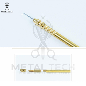 Juego de 3 agujas de ventilación con mango de latón y microganchos de acero, herramienta profesional para la fabricación de pelucas de encaje y postizos frontales. - Product Image 3