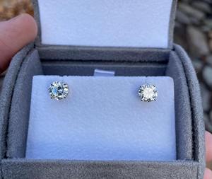 Boucles d'oreilles clous de luxe en or 14 carats avec diamant de laboratoire rond de 3 carats, bijoux classiques en diamant fin, cadeau pour femme, anniversaire de mariage - Product Image 4