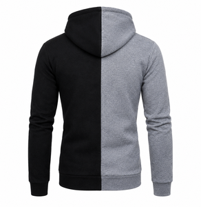 Sweat à capuche zippé pour homme, imprimé color block, manches longues doublées, couleur verte, collection automne - Product Image 2