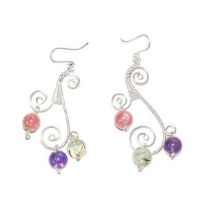 Meilleure vente beGems Boucles d'oreilles gemmes torsadées à trois niveaux pour femmes Bijoux nature bohème du Vietnam - Product Image 1