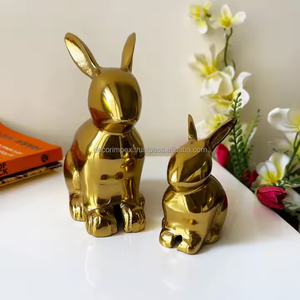 Conejo decorativo para decoración del hogar, estatua de Animal de aluminio para mesa, escultura de regalo por Decor IMPEX - Product Image 5