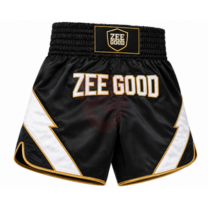 Shorts de boxe Muay Thai personnalisés, shorts d'entraînement MMA, logo sur le devant, 100% polyester, légers, respirants, séchage rapide, shorts unisexes - Product Image 3