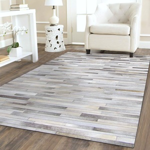 Tapis en cuir de vague persane de designer, ensemble de tapis en cuir de vache de luxe moderne pour la décoration de la chambre et du salon - Product Image 1