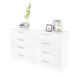 Cassettiera Doppia a 8 Cassetti Moderna Bianca in MDF, Mobile Contenitore per Camera da Letto, Soggiorno o Ingresso, Autoportante ed Estensibile - Product Image 2
