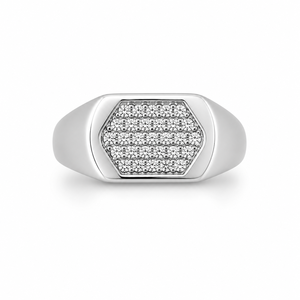 Bague pour homme en argent sterling 925, avec grappe de diamants incurvée, finition polie, design géométrique moderne, pour mariage, fête, usage quotidien, bijoux fins, cadeau - Product Image 2