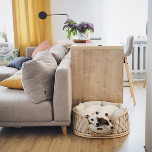 Nouveau style de maison en bois pour chien, mobilier d'extérieur et d'intérieur pour animaux de compagnie, lits en rotin faits à la main pour chiens avec coussins de matelas - Product Image 6