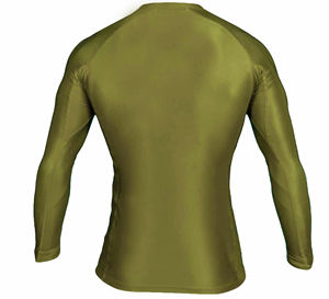 เสื้อแรชการ์ดแขนยาวสีเขียวมะกอกสำหรับผู้ชาย แห้งเร็ว ผลิตจากโพลีเอสเตอร์ ไซส์ผู้ใหญ่ - Product Image 2