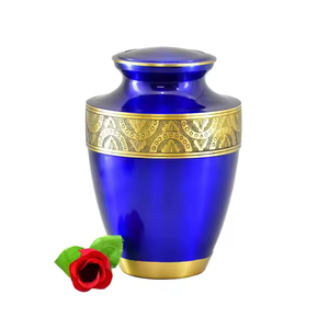 Wholesale Luxury Gold Brass Metal Cremation Urn Bulk <b>Memorial</b> Jar with Elegant Engraved Floral Band and Polished Satin Finish - Product Image 2