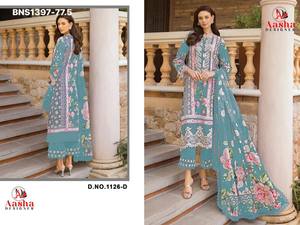 Ensemble Salwar-Suit-Dupatta en coton cambric de qualité supérieure, semi-cousu, avec broderie, impression et patchwork, au prix de gros - Product Image 2