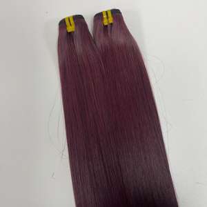 มัดผมเรกันด์สีเบอร์กันดีผมแท้เกรดสูงจากเวียดนาม - Product Image 6