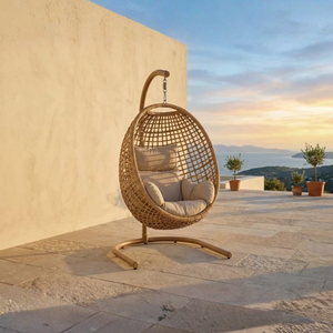 SOLACE Outdoor Rattan Egg <b>Swing</b> Chair with Cushion for Balcony Garden <b>Patio</b> Furniture - Product Image 1