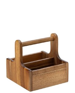 Caddie en bois moderne et durable avec poignée, organisateur de rangement portable pour cuisine, salle de bain et bureau - Taille/couleur/logo personnalisable - Product Image 1