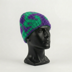 หมวกบีนนี่ไหมพรมโมแฮร์ผู้ชายแบบถัก สั่งทำโลโก้ OEM & ODM สำหรับฤดูหนาว หมวกกีฬาถักไหมพรมอุ่นๆ สำหรับกิจกรรมกลางแจ้ง หมวกบีนนี่ไหมพรมโมแฮร์เนื้อนุ่ม - Product Image 1