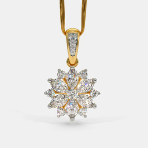 Collar con Colgante de Diamante Cultivado en Laboratorio con Diseño Floral de Copo de Nieve en Oro Amarillo - Product Image 1