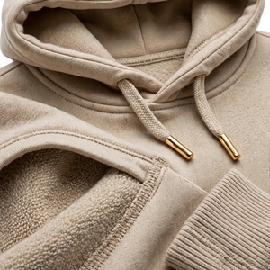 Sudadera con Capucha para Hombre, Corte Regular, Color Beige, 100% Algodón Felpa, Diseño Casual con Bolsillos, Transpirable, para Invierno - Product Image 5