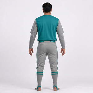 Ensemble de vêtements de baseball pour hommes, couleur unie, jersey à blocs de couleur, pantalon, manches courtes, fermeture à boutons, évacuation de l'humidité, coupe personnalisée, 100% coton - Product Image 2