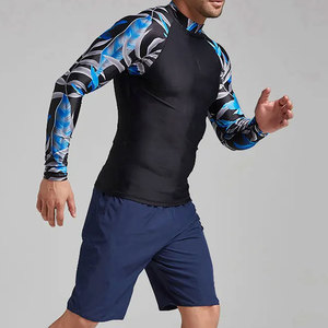 Haut de surf et de MMA pour homme à manches longues, anti-UV, séchage rapide, en Spandex et Polyester, imprimé par sublimation, motif floral bleu - Product Image 2