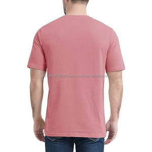 <b>Men's</b> <b>Pink</b> Cotton Polyester <b>Shirt</b> OEM Printed Short Sleeve Crewneck Summer Slim Fitness Design Plus Size Pocket Fitness Clothing - Product Image 2