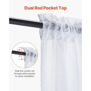 Tende trasparenti per finestre 52 W X 84 L 2 pannelli con asta tascabili in poliestere tende e mantovane - Product Image 4