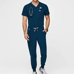 Tenue médicale personnalisée pour le personnel soignant avec haut à manches courtes coupe décontractée, pantalon droit, coutures renforcées et faciles à porter - Product Image 1
