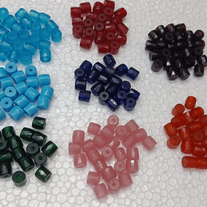 Cuentas de vidrio facetadas rusas de color verde botella, cuentas cilíndricas sueltas para la fabricación de joyería y abalorios - Product Image 3
