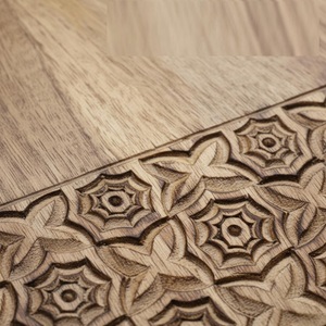 Planche à découper contemporaine en bois d'acacia avec poignée inclinée, motif géométrique, durable, sans danger pour les aliments, planche de service - Product Image 5