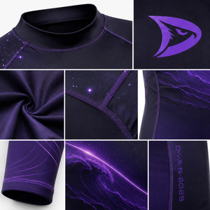 Wholesale Raised Rubber Print Breathable 220g Polyester/Nylon Unisex Adult Full Sleeve Jiu Jitsu MMA BJJ Rash Guard - Product Image 6