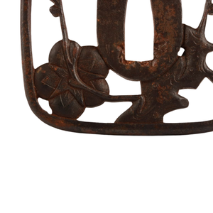 Tsuba Japonesa del Periodo Edo, Diseño de Ciruelo en Hierro, Forma Nade Kaku, Protector de Espada sin Marcar - Product Image 5