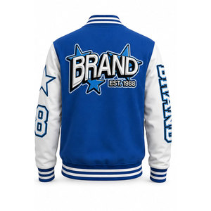 Custom Varsity <b>Jacket</b> Manufacturer 460gsm Wool Blend Chenille Patch Letterman Varsity Front Letter B <b>Star</b> Design <b>Jacket</b> - Product Image 3