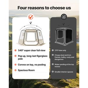 Tenda a Bolla Pop-up 11 x 10,2 Piedi, Impermeabile e Resistente ai Raggi UV, Tenda Trasparente per Campeggio, Riparo da Giardino, Tenda a Cupola Igloo per Esterni - Product Image 4