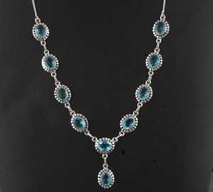 Pendentif ovale en topaze bleue, argent sterling 925, pierre de naissance de décembre, cadeau pour femme, pendentif élégant - Product Image 1