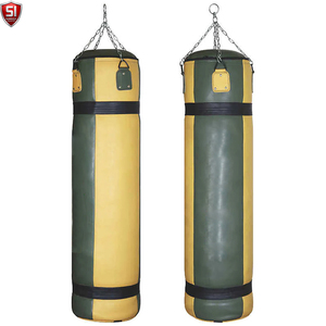 Sac de frappe lourd en cuir SUMROOS avec double sangle, hauteur réglable, base en caoutchouc, rempli de sable 25KG pour entraînement de boxe - Product Image 2