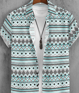 Casual Stripe Print <b>Men</b> Hawaiian <b>Shirts</b> | Modern Digital Printed Button-Down | Eco-Friendly <b>for</b> Breathable Summer <b>Beach</b> Resort - Product Image 2