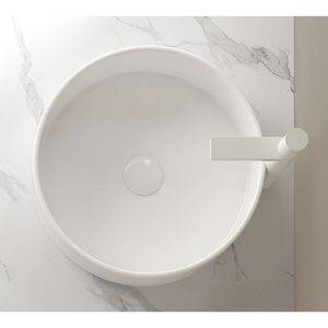 Lavabo in ceramica rotondo MUNIN 16 bianco senza rubinetto o mobiletto per bagno - Product Image 5
