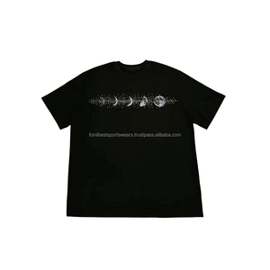 Camiseta de Manga Corta para Hombre, Cuello Redondo, Negra, Corte Regular, Algodón Jersey, Diseño Liso Teñido, Tejido Transpirable, Ecológico, 300g - Product Image 5