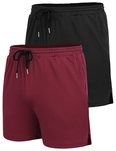 Shorts de sport respirants en maille unie pour hommes, flexibles, anti-humidité, pour la course à pied, en vente - Product Image 2