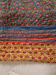 Edredón Bordado Bohemio con Patrón Floral Azul, Hecho a Mano en Algodón, Juego de Ropa de Cama para Decoración del Hogar para Todas las Temporadas - Product Image 6