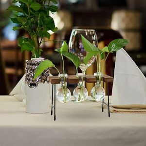 Estación de Propagación de Madera Hecha a Mano con 3 Floreros de Vidrio, Soporte para Plantas Hidropónicas, Florero de Escritorio, Decoración Rústica para Hogar y Oficina - Product Image 5