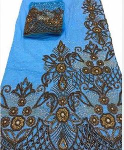 Luxury Handwork Woven Embroidery 100% Polyester <b>Fabric</b> Medium <b>Weight</b> for Girls/Women Wedding/Special Occasion Dresses India - Product Image 2