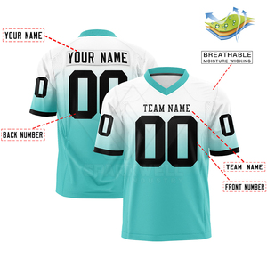 Maillot de football américain personnalisé, col en V, manches courtes, impression sublimée, maille respirante, 100% polyester, nom de l'équipe sur le devant, logo - Product Image 5