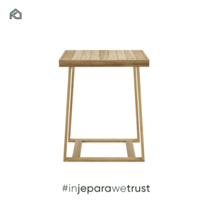 Mesa de Bar Cuadrada Moderna y Ligera de Madera de Teca Sólida para Exteriores, Jardín, Patio y Comedor - Product Image 1