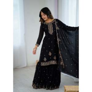 Designer Simple Fashion Party Wear <b>Top</b>-Bottom and Dupatta Set - Product Image 4