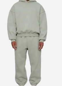 Chándal con Capucha para Hombre, Color Gris Claro, Manga Larga, Color Sólido, Corte Holgado Informal, Bolsillos Laterales, Transpirable, Ropa de Otoño, Corte Regular para Adultos - Product Image 2