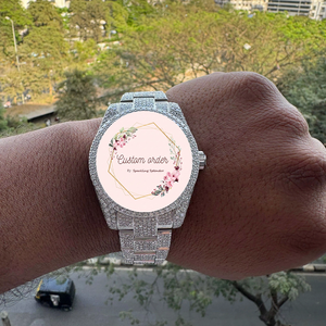 Reloj de Pulsera Personalizado de Cuarzo para Hombre, 41 mm, con Números Árabes, Esfera Arcoíris, Diamantes Moissanita VVS, Engastado y Brazalete de Acero Inoxidable - Product Image 3