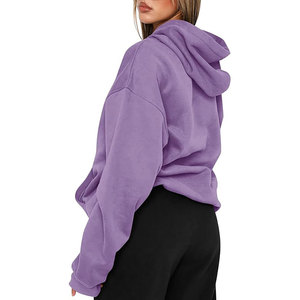 Sweat à capuche épais surdimensionné de haute qualité pour femmes, en coton molletonné uni, style décontracté pour la gym et le sport - Product Image 6